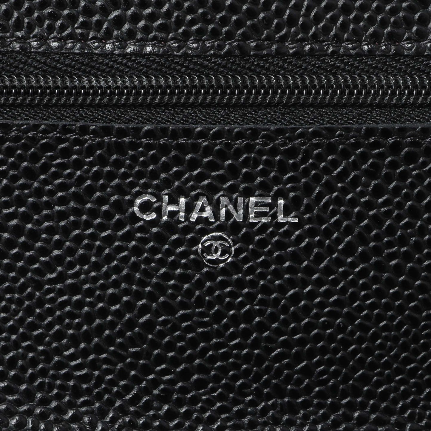 Exclusive Chanel Black Quilted Caviar Wallet On Chain WOC — Detail View