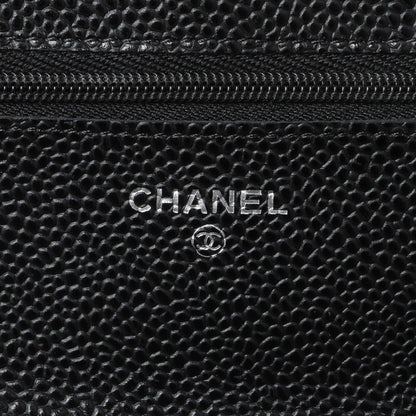 Exclusive Chanel Black Quilted Caviar Wallet On Chain WOC — Detail View