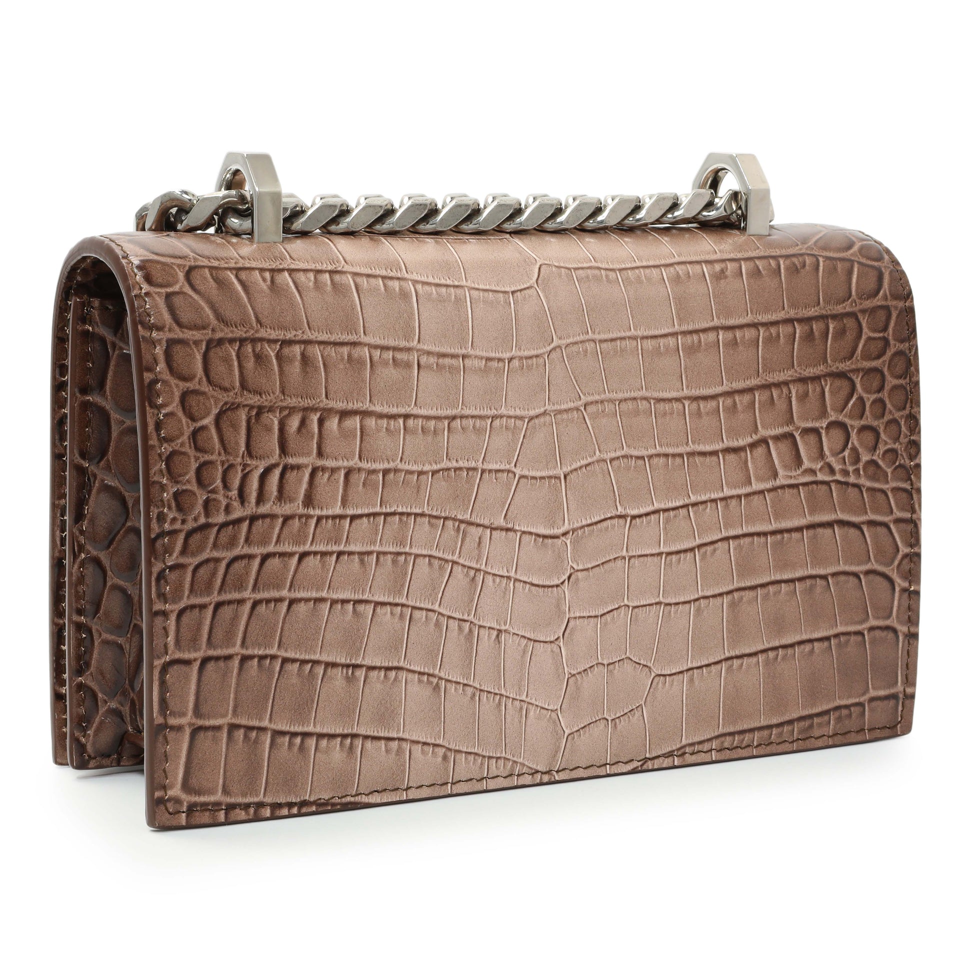 Exclusive Alexander McQueen Crocodile Embossed Jeweled Satchel — Side View