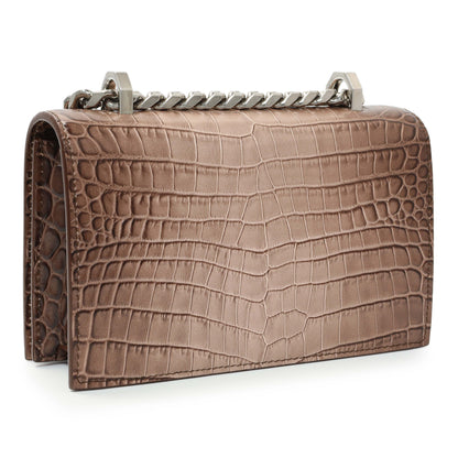 Exclusive Alexander McQueen Crocodile Embossed Jeweled Satchel — Side View