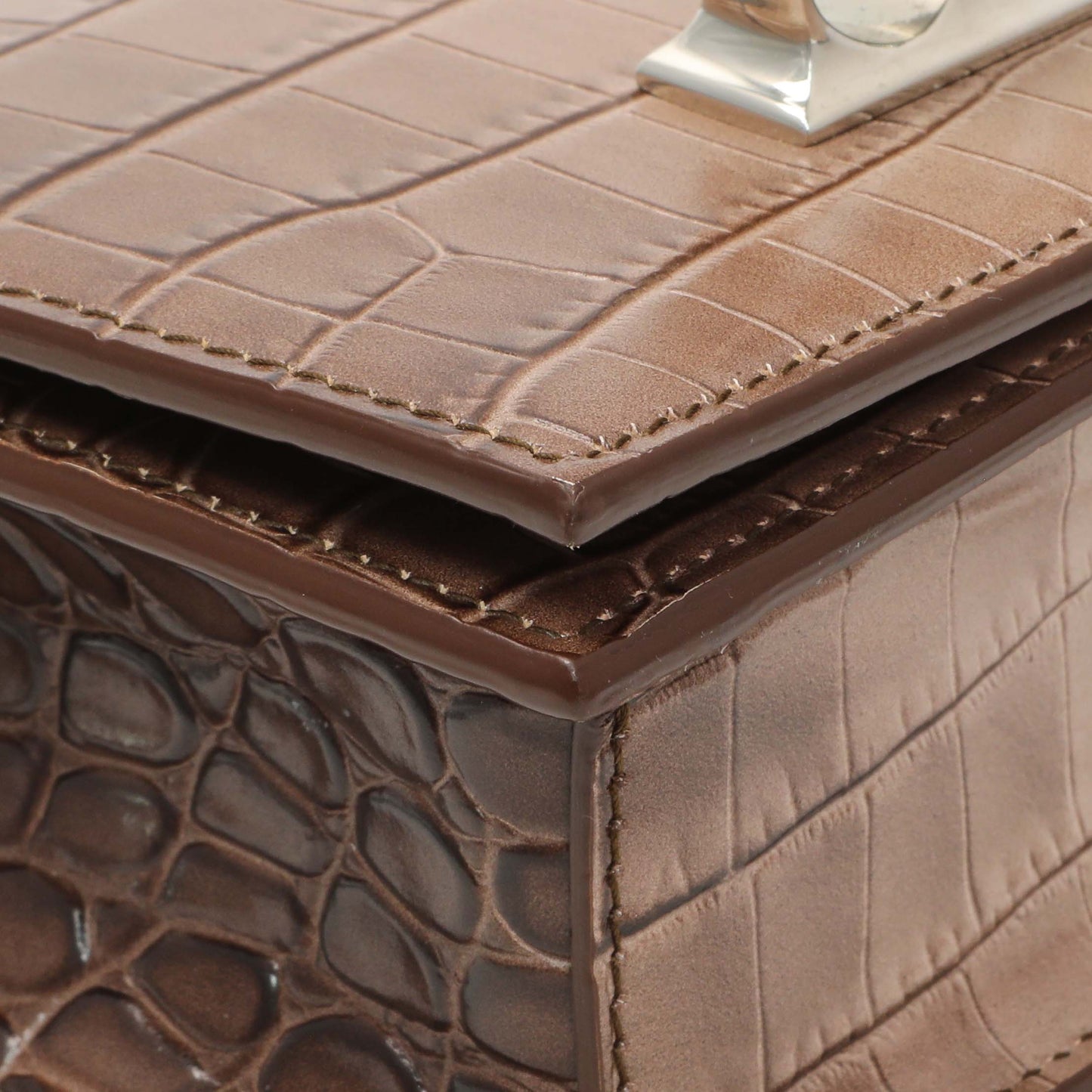 Exclusive Alexander McQueen Crocodile Embossed Jeweled Satchel — Top View