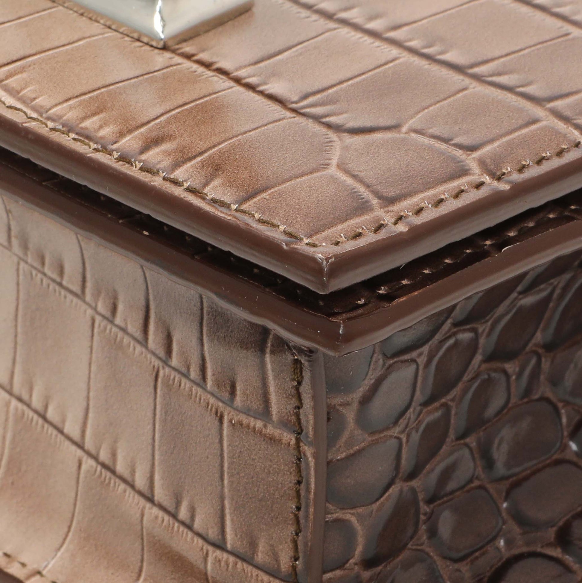 Exclusive Alexander McQueen Crocodile Embossed Jeweled Satchel — Detail View