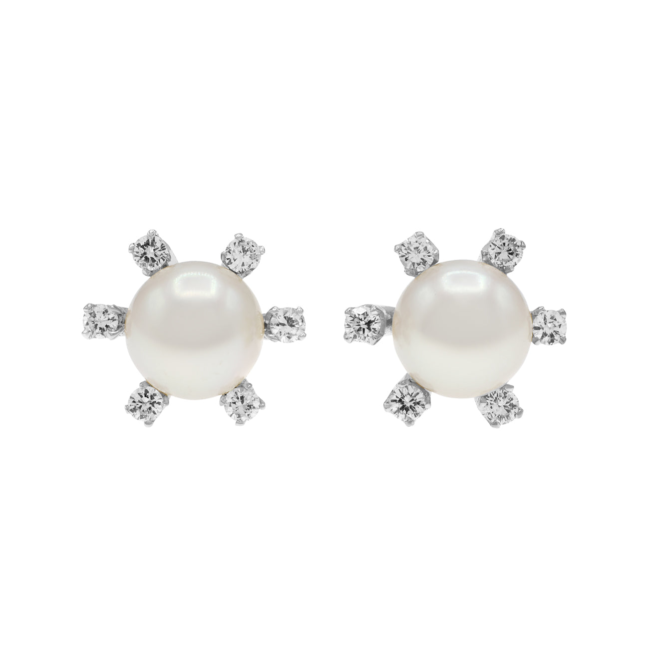 Exclusive 14K White Gold Akoya Pearl Earrings — Front View