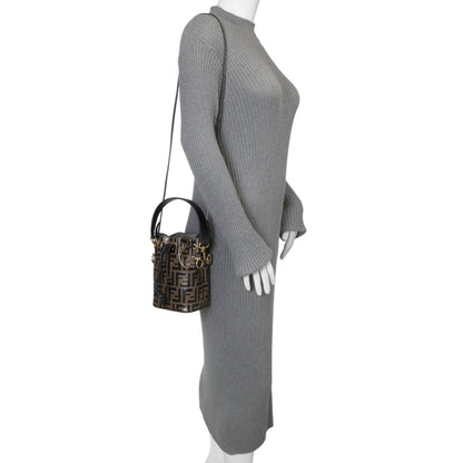 Exclusive Fendi Brown Calfskin Zucca Embossed Mini Mon Tresor Bucket Bag — Alternate View 8