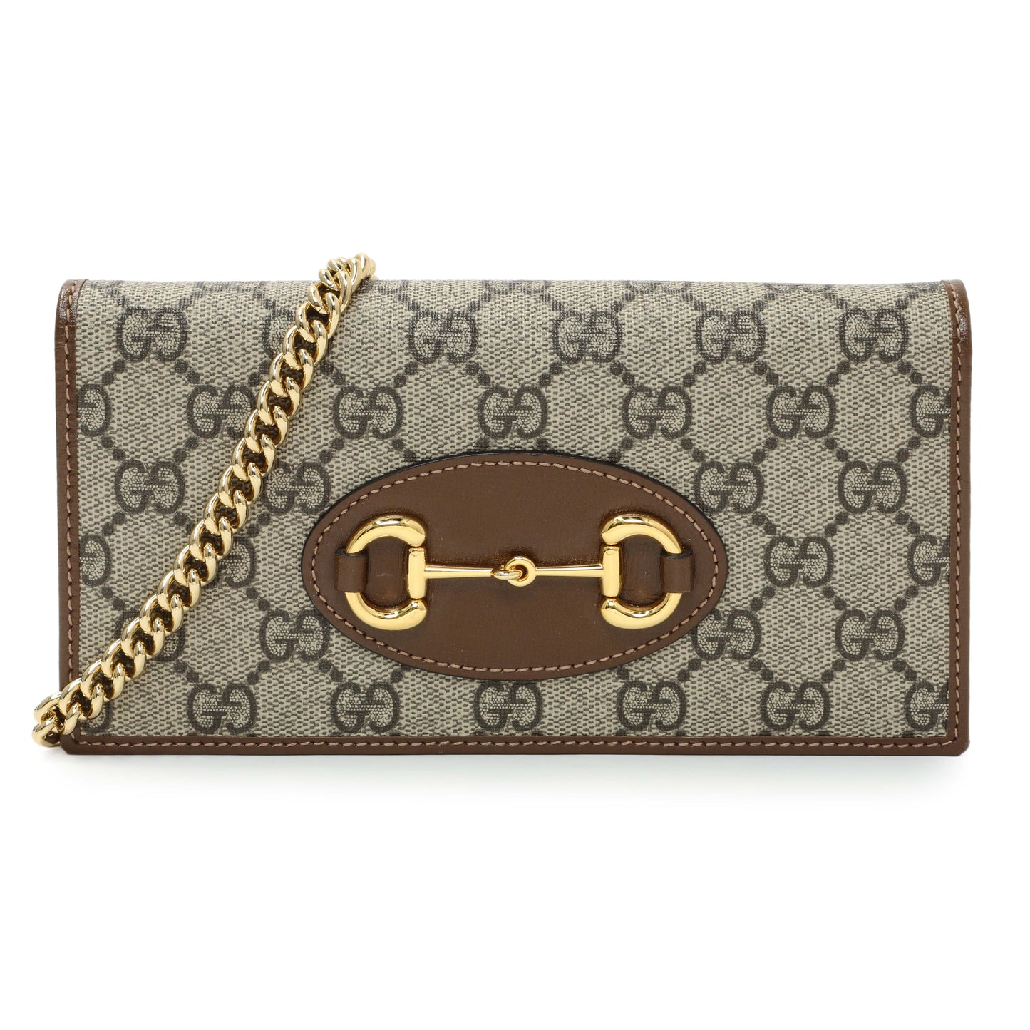 Exclusive Gucci Monogram 1955 Horsebit Wallet on Chain — Front View