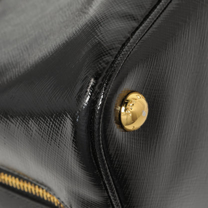 Exclusive Prada Black Saffiano Vernice Promenade Tote — Lifestyle View