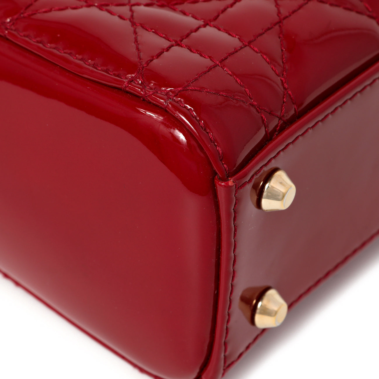 Exclusive Christian Dior Red Patent Cannage Mini Lady Dior — Top View