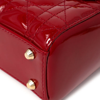 Exclusive Christian Dior Red Patent Cannage Mini Lady Dior — Detail View