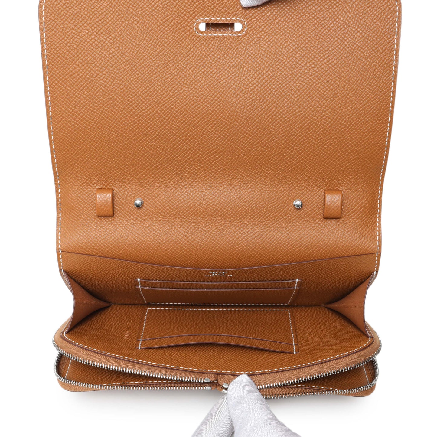 Exclusive Hermes Epsom Gold 1957 To Go Wallet — Top View