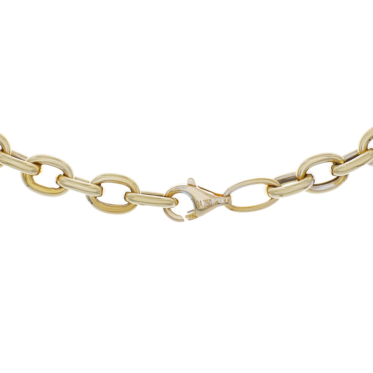 Exclusive 18K Yellow Gold Rolo Chain Necklace — Side View