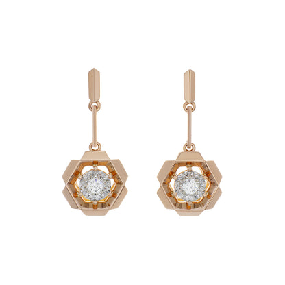 Exclusive 18K Rose Gold Diamond Drop Earrings — Front View