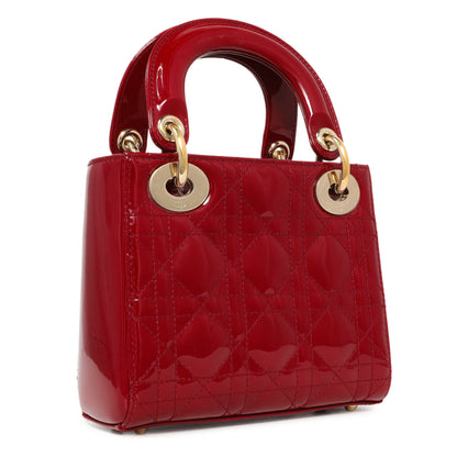 Exclusive Christian Dior Red Patent Cannage Mini Lady Dior — Side View