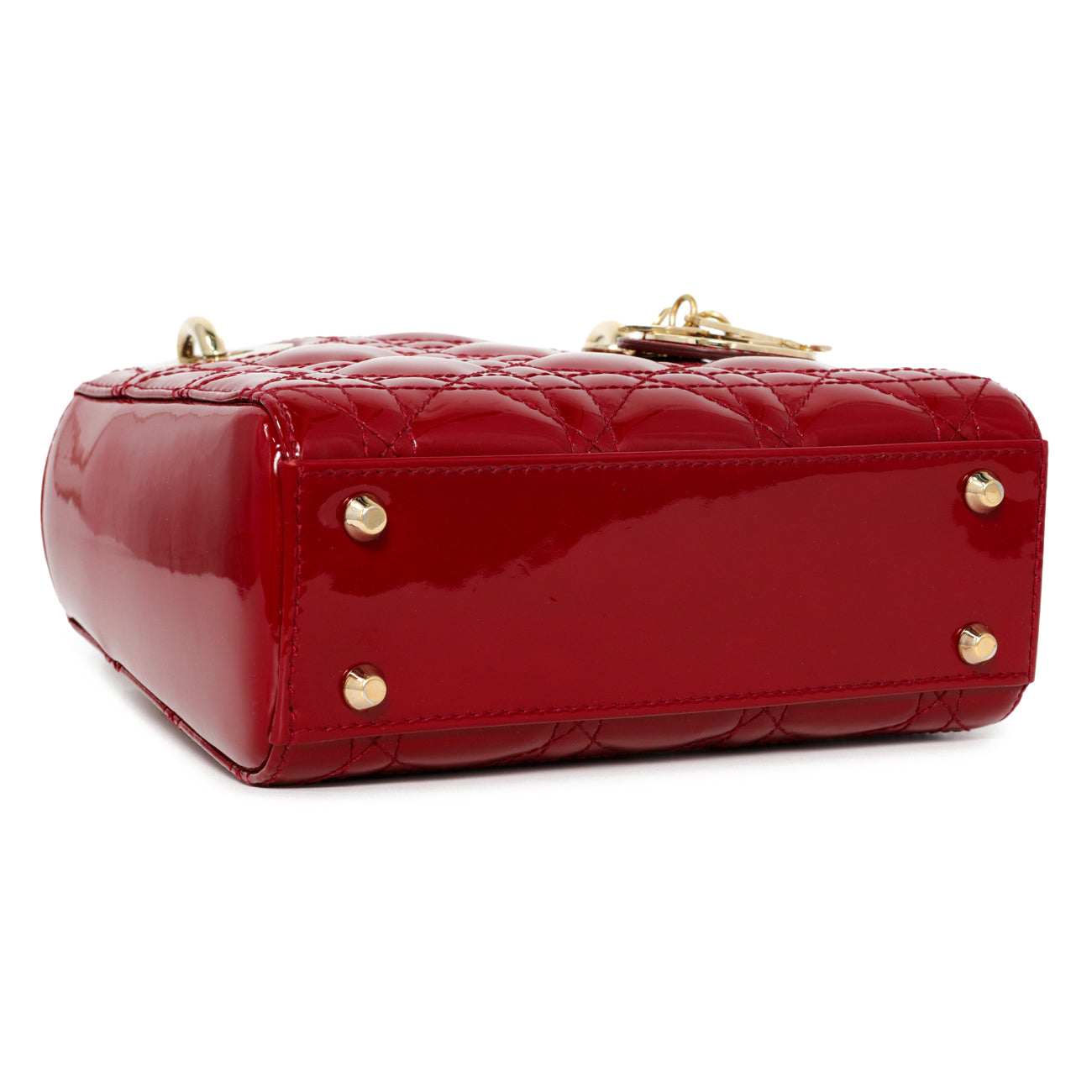 Exclusive Christian Dior Red Patent Cannage Mini Lady Dior — Back View