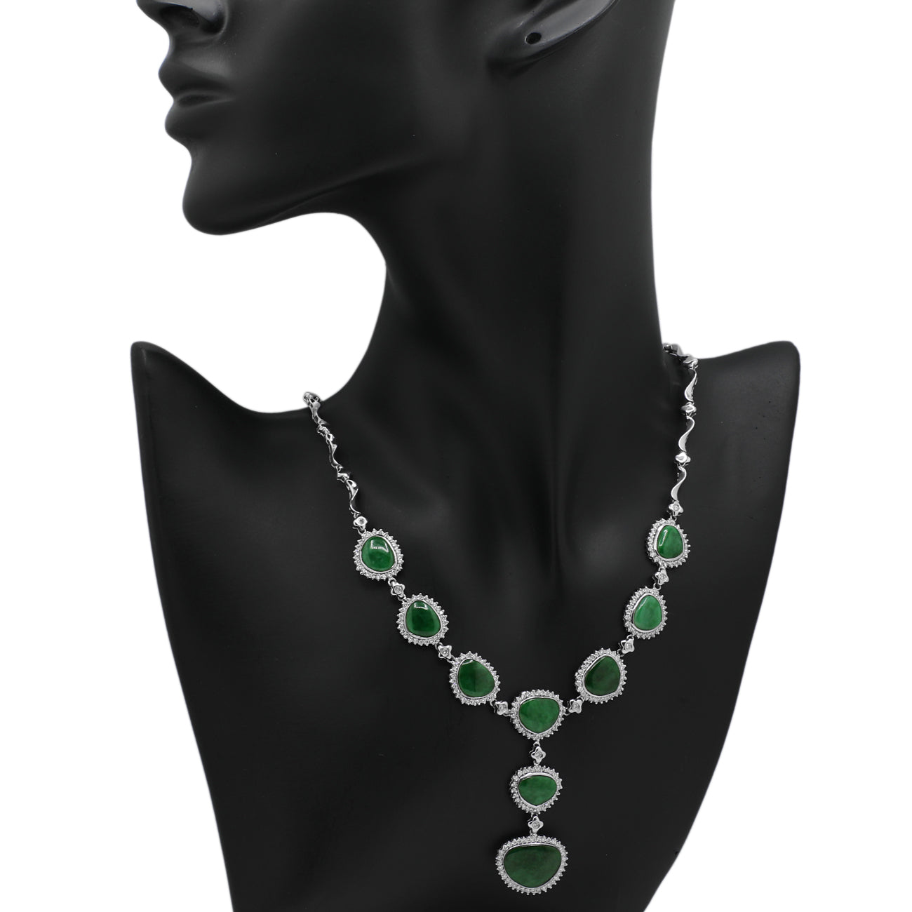 Exclusive 14K White Gold Jadeite Lavaliere Necklace — Top View