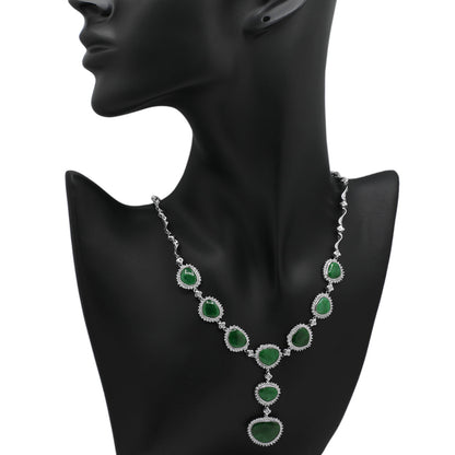 Exclusive 14K White Gold Jadeite Lavaliere Necklace — Top View