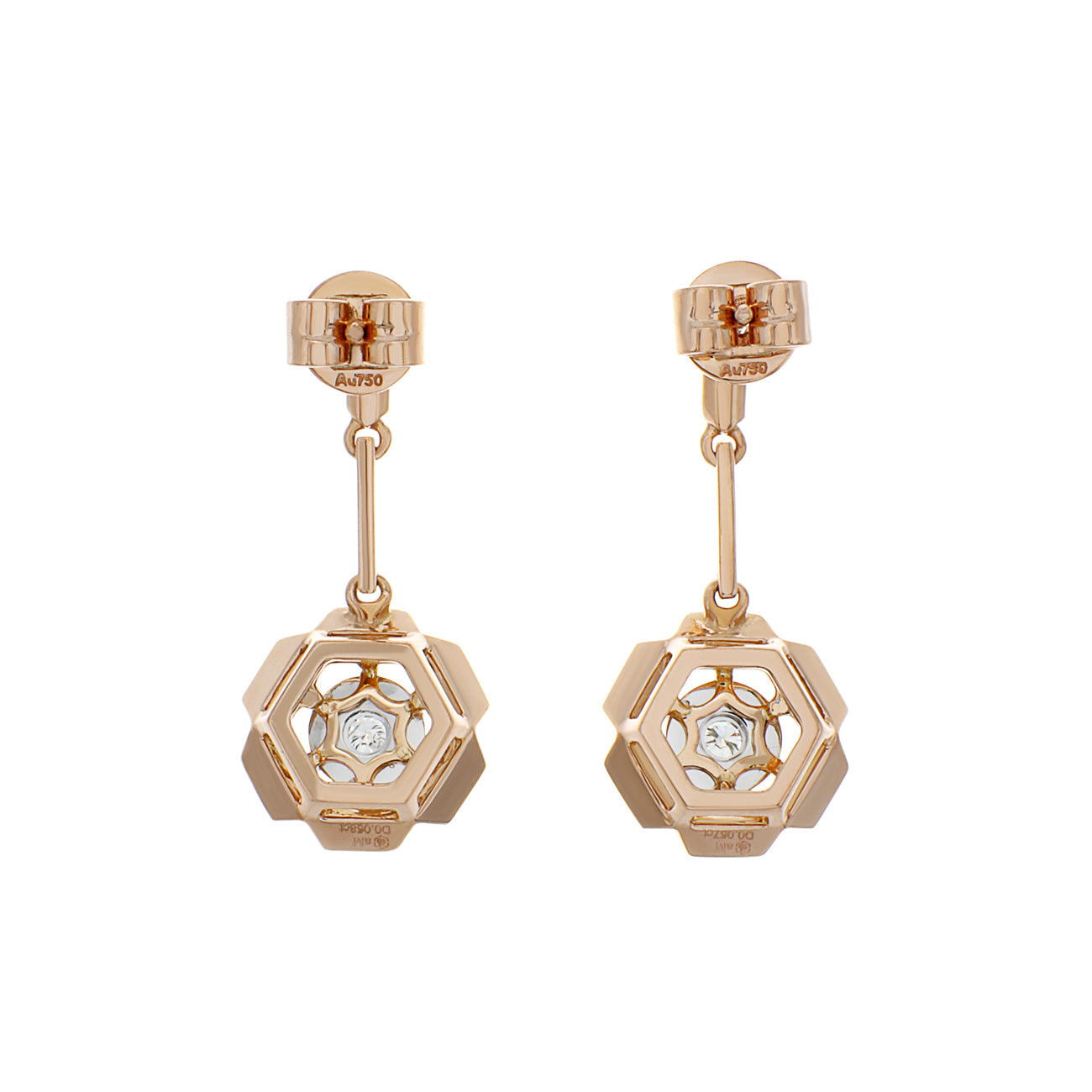 Exclusive 18K Rose Gold Diamond Drop Earrings — Side View