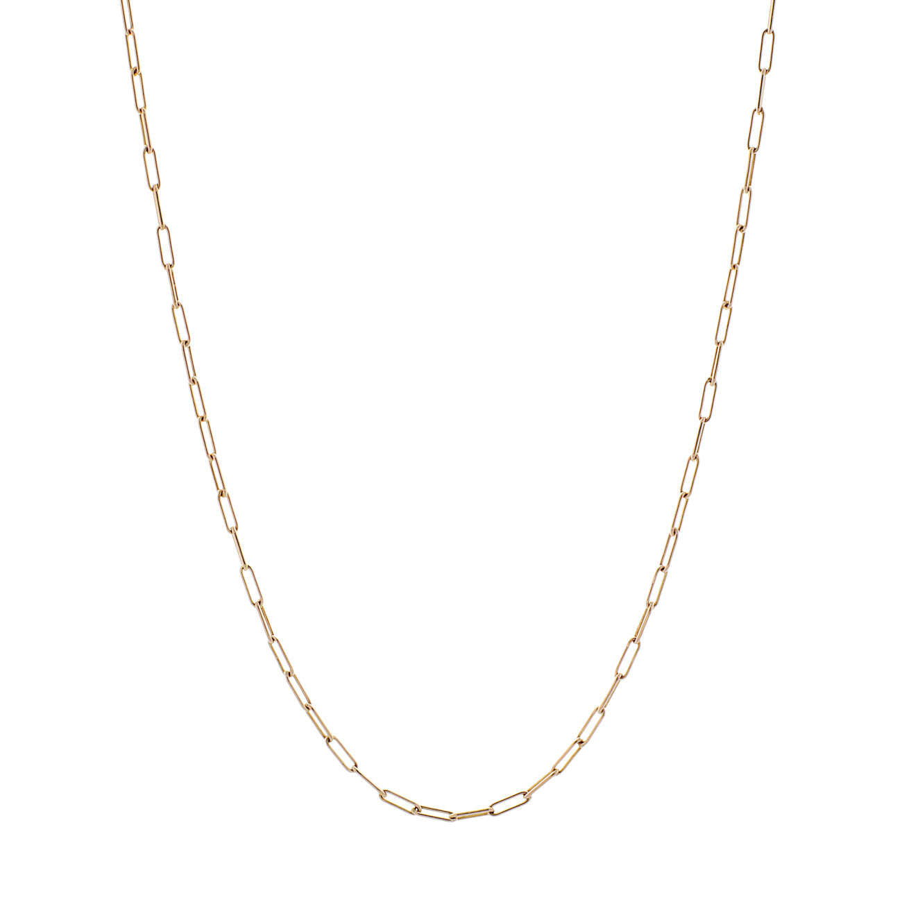 Exclusive 14k Rose Gold Paperclip Chain — Front View