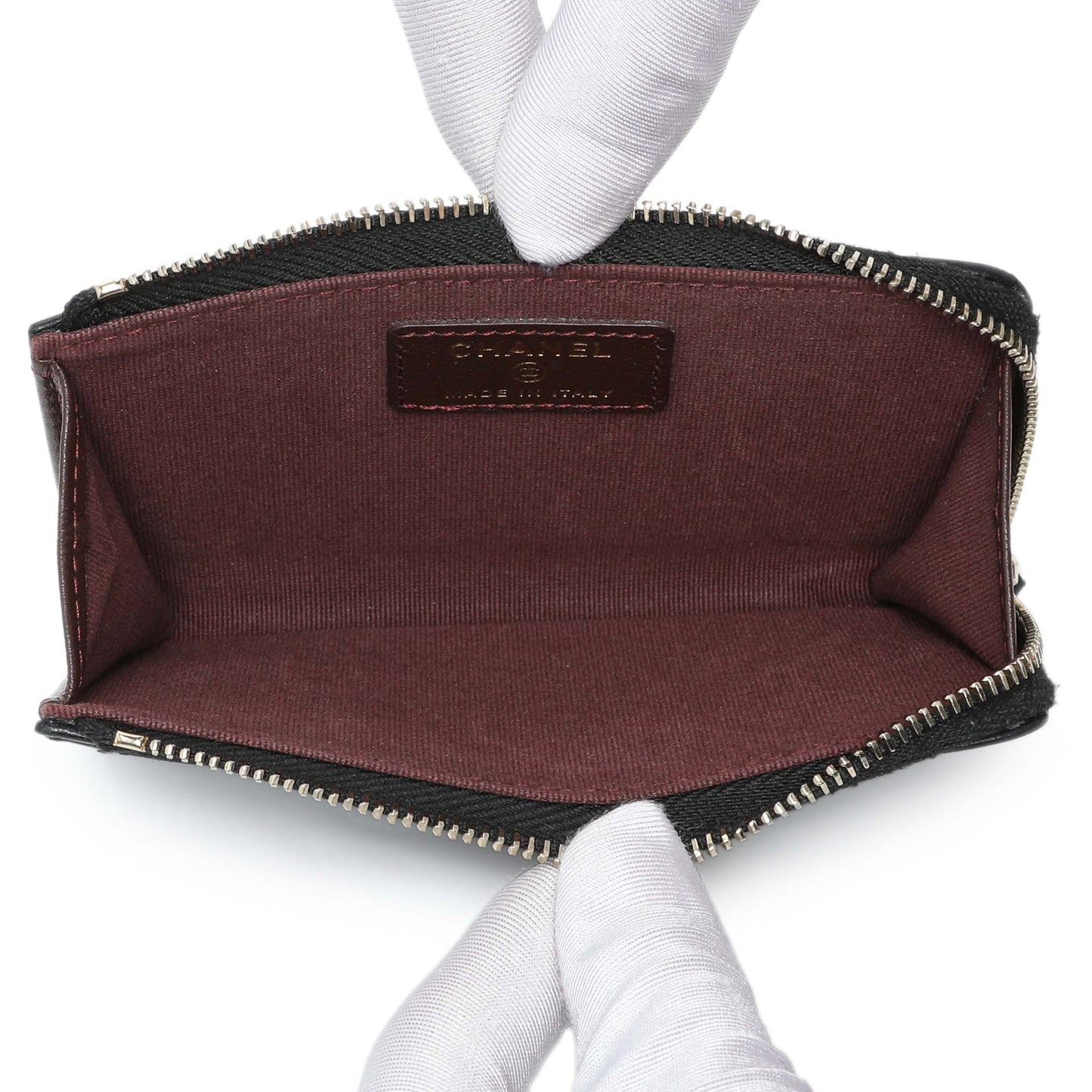 Exclusive Chanel Black Quilted Lambskin CC Zip Around Card Holder — Top View