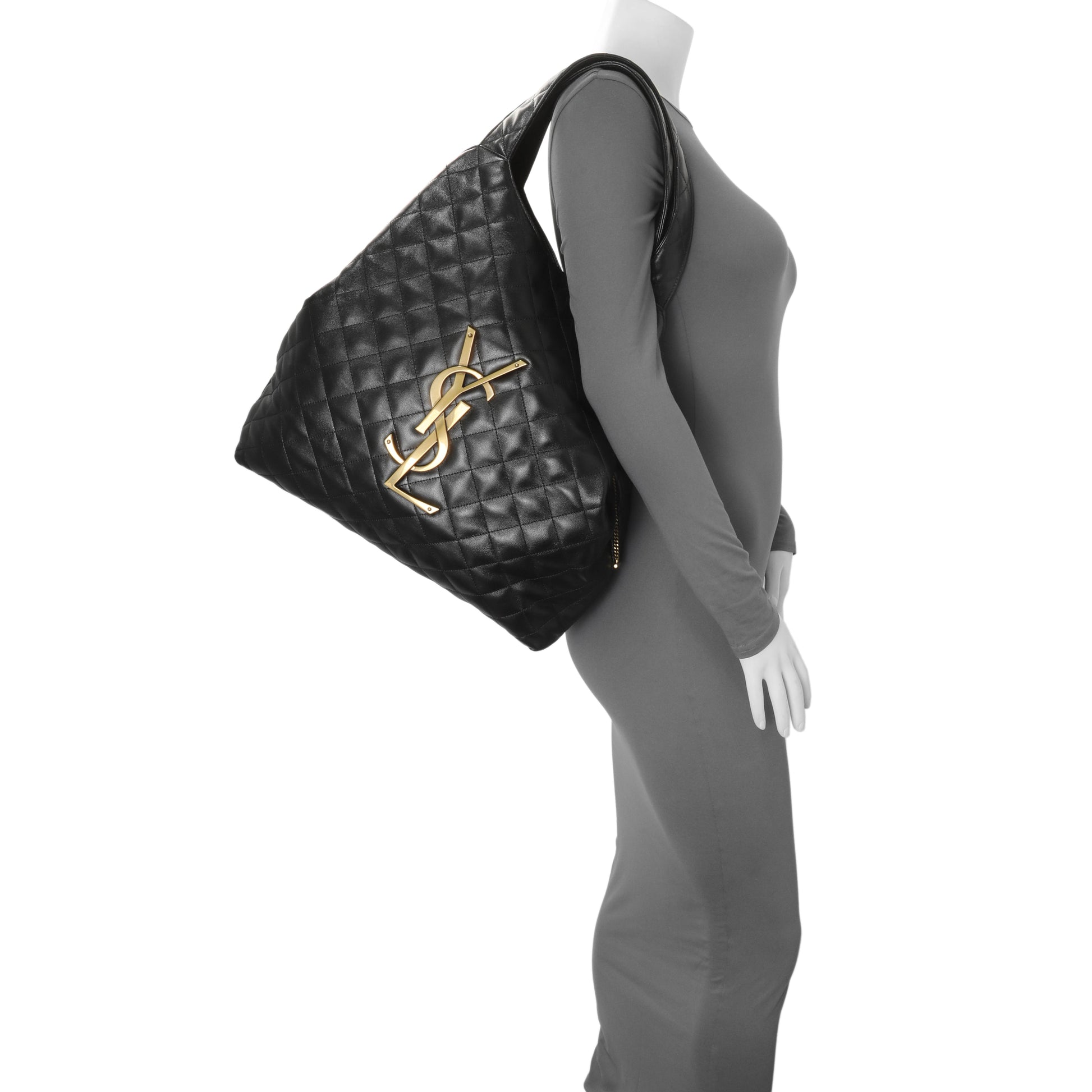 Exclusive Saint Laurent Black Lambskin Quilted Maxi Icare Shopping Tote — Alternate View 7