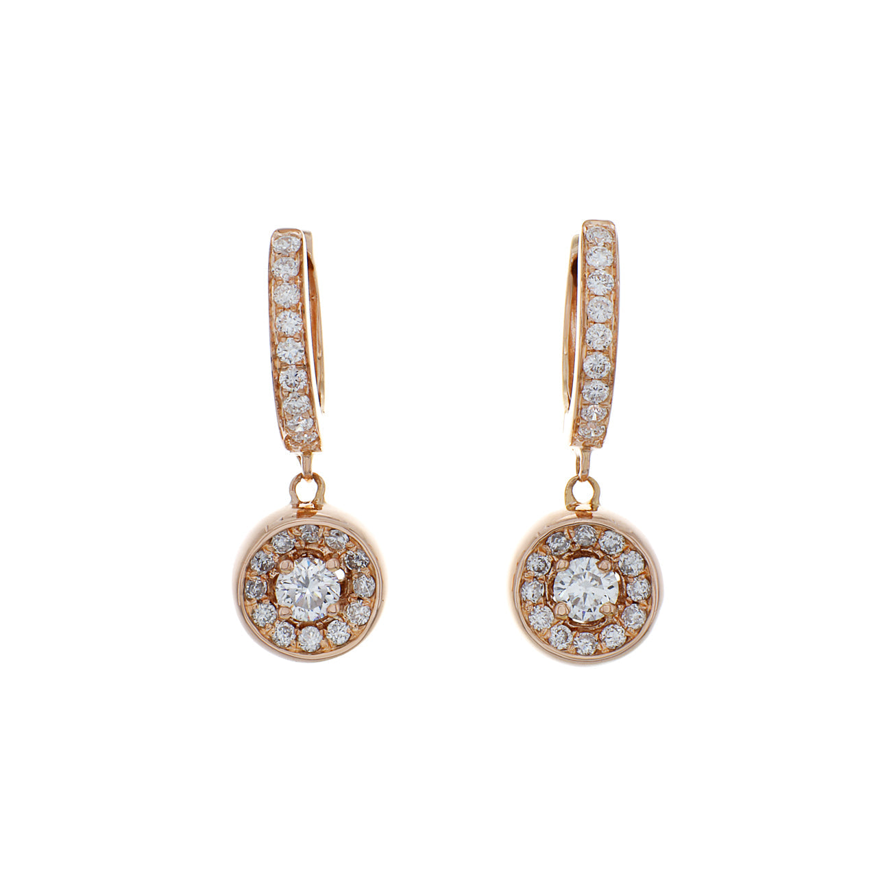 Exclusive 18K Rose Gold 0.62 Carat Diamond Earrings — Front View