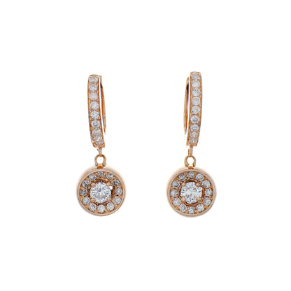 Exclusive 18K Rose Gold 0.62 Carat Diamond Earrings — Front View