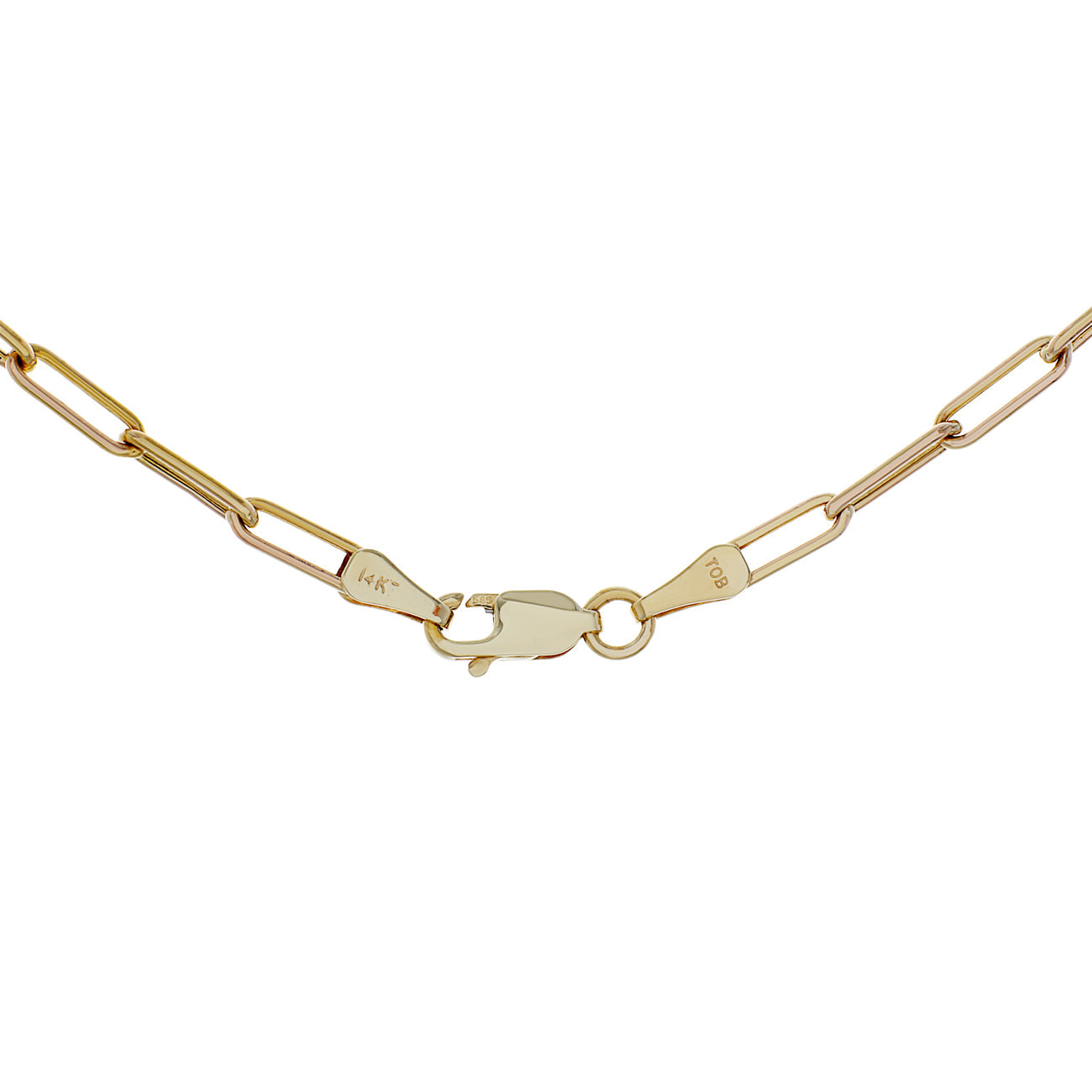 Exclusive 14k Rose Gold Paperclip Chain — Side View