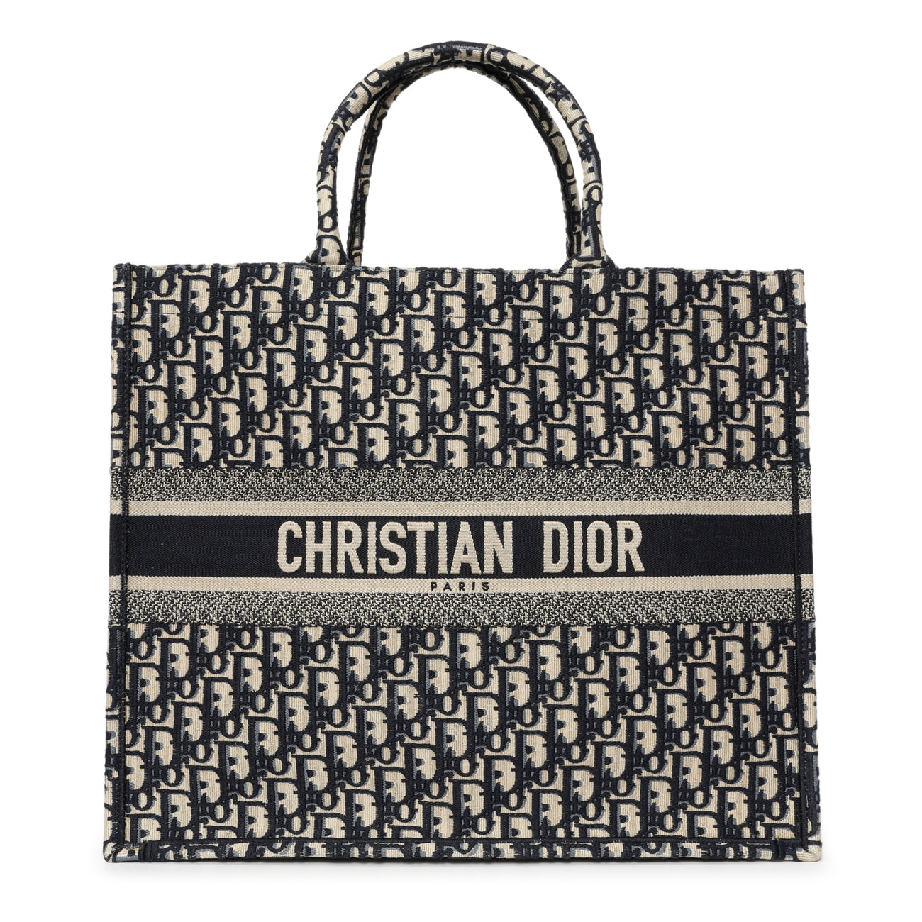 Exclusive Christian Dior Blue Oblique Large Book Tote — Front View
