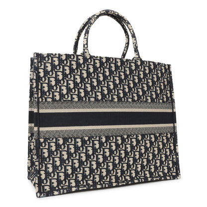 Exclusive Christian Dior Blue Oblique Large Book Tote — Side View