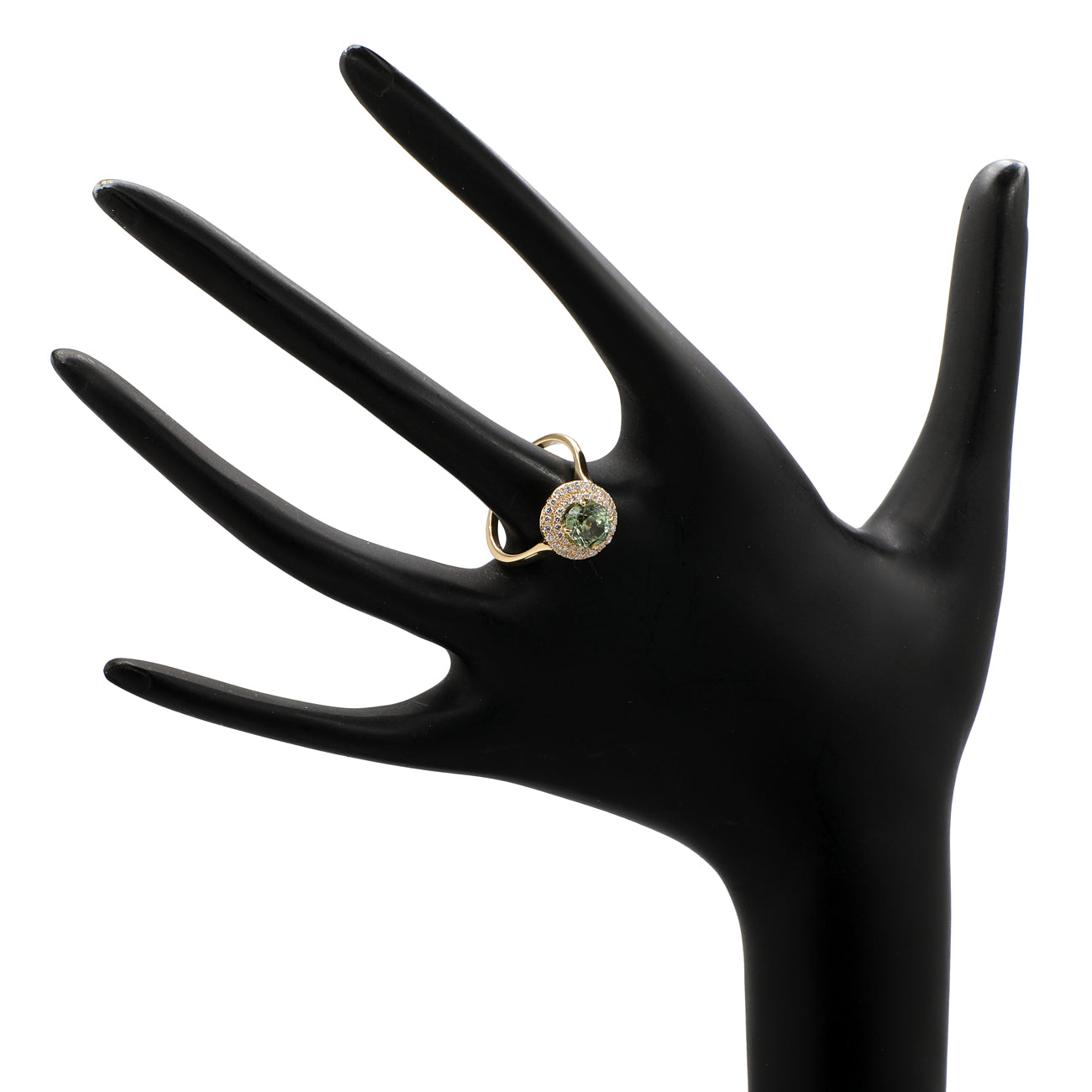 Exclusive 14K Yellow Gold 2.63 Carat Green Sapphire Ring — 5.5 — Top View