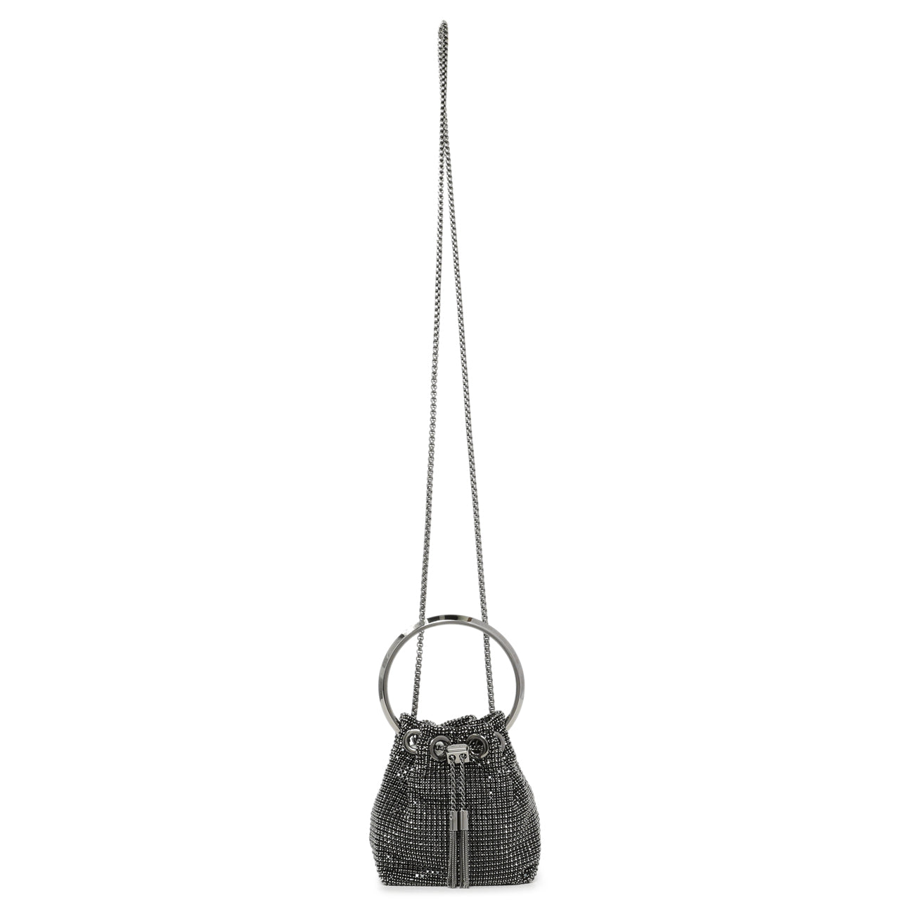 Exclusive Jimmy Choo Black Crystal Mesh Micro Bon Bon — Front View