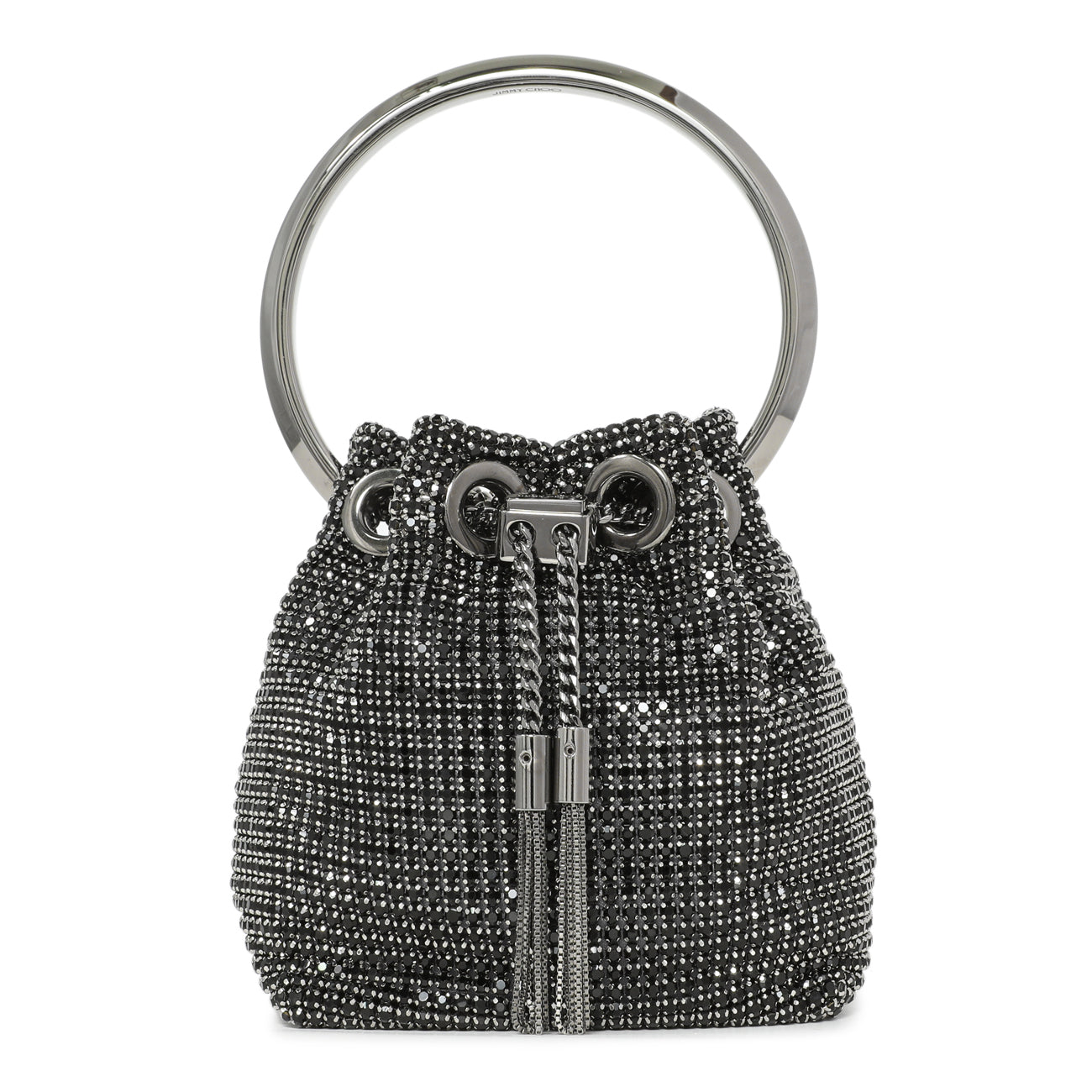 Exclusive Jimmy Choo Black Crystal Mesh Micro Bon Bon — Side View