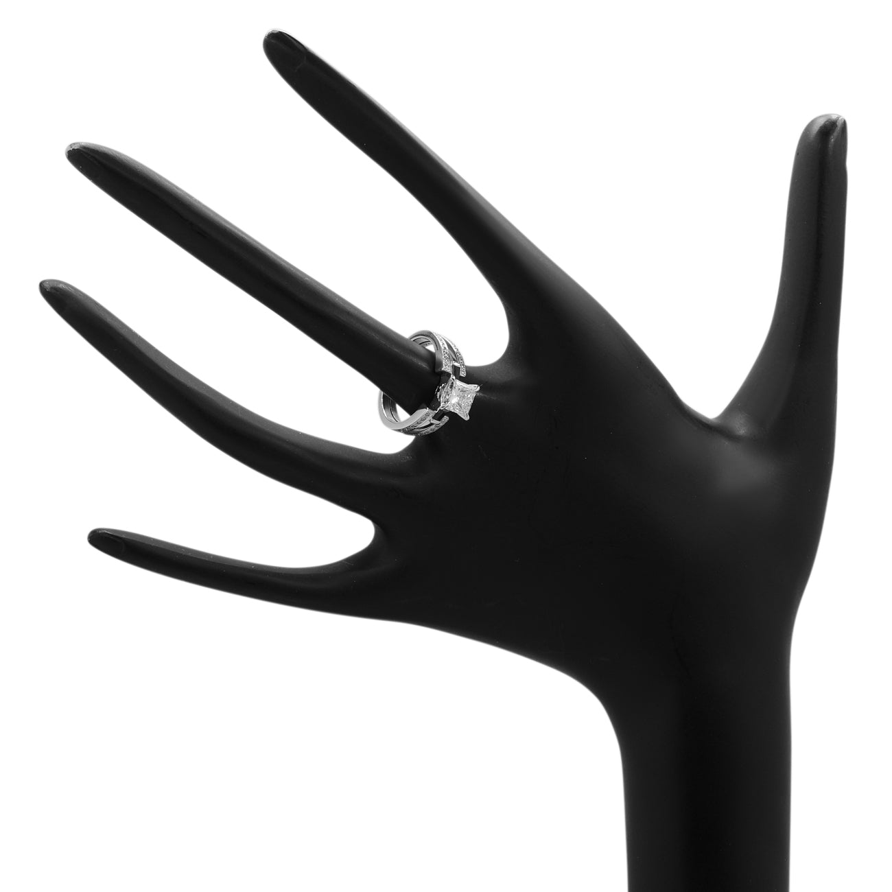 Exclusive 18K White Gold 1.20 Carat Princess Diamond Ring — 4.5 — Top View