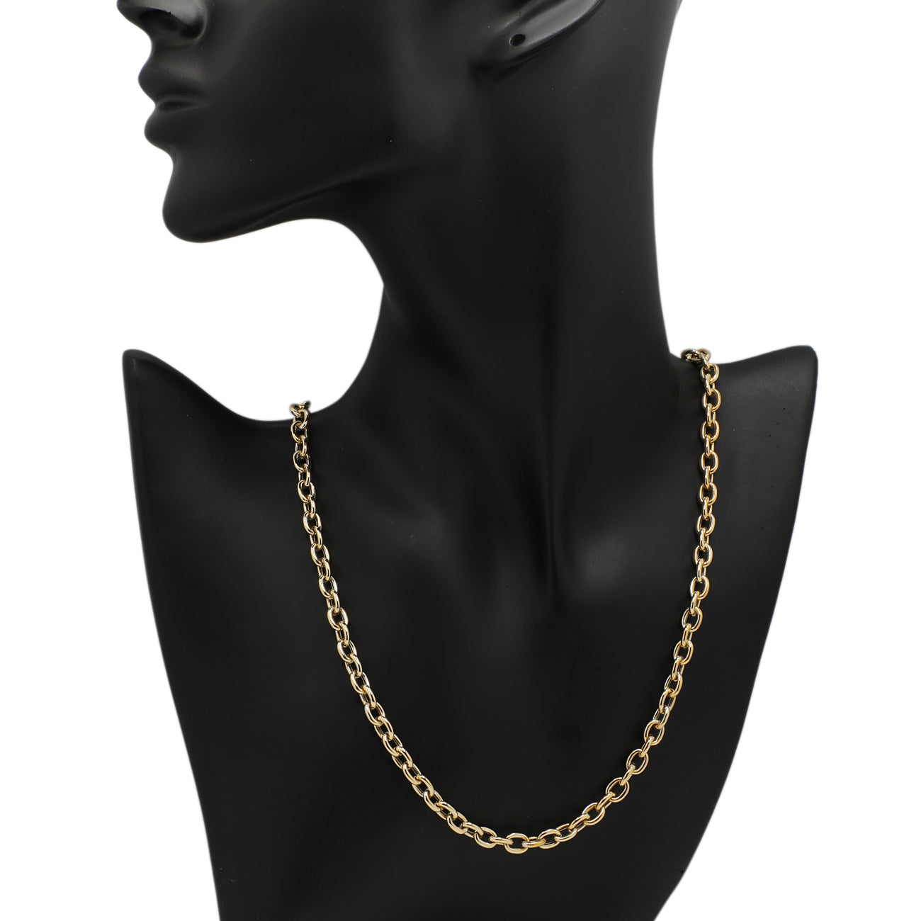 Exclusive 18K Yellow Gold Rolo Chain Necklace — Back View