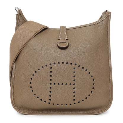 Exclusive Hermes Etoupe Clemence Evelyne III PM — Front View