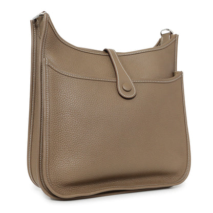 Exclusive Hermes Etoupe Clemence Evelyne III PM — Side View