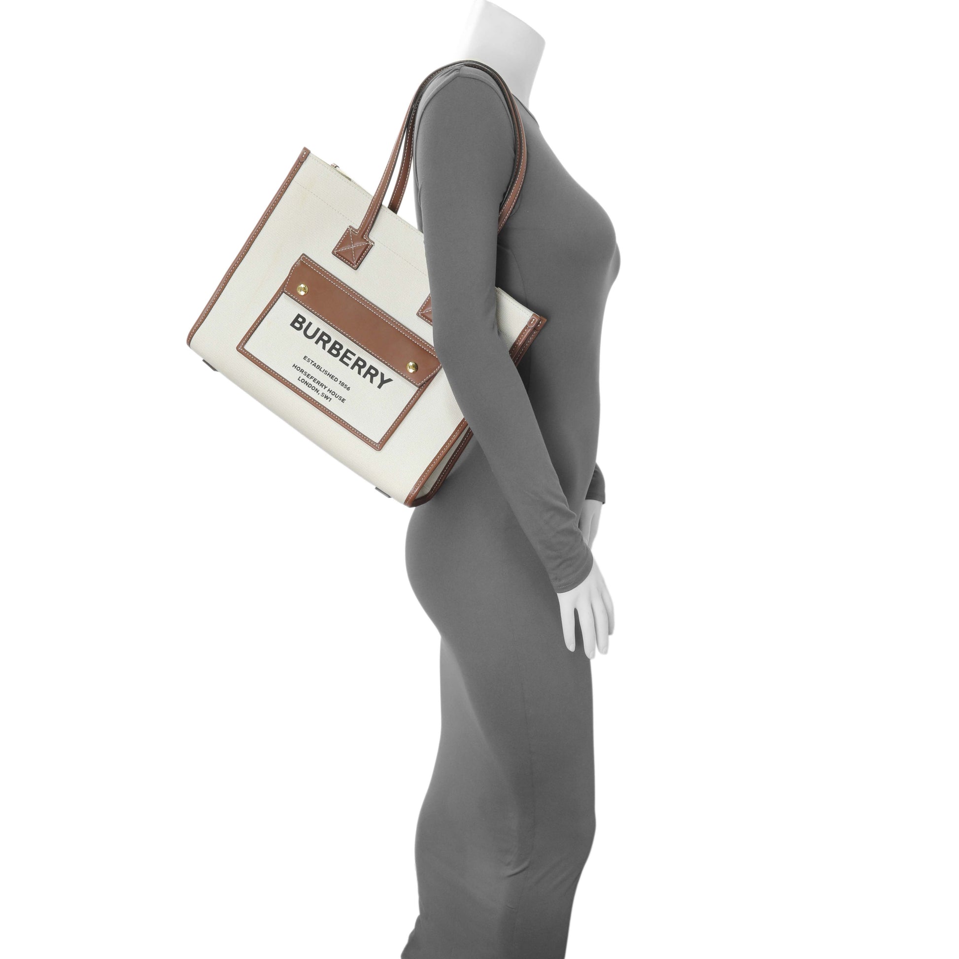 Exclusive Burberry Canvas Smooth Calfskin Freya Tote — Alternate View 15