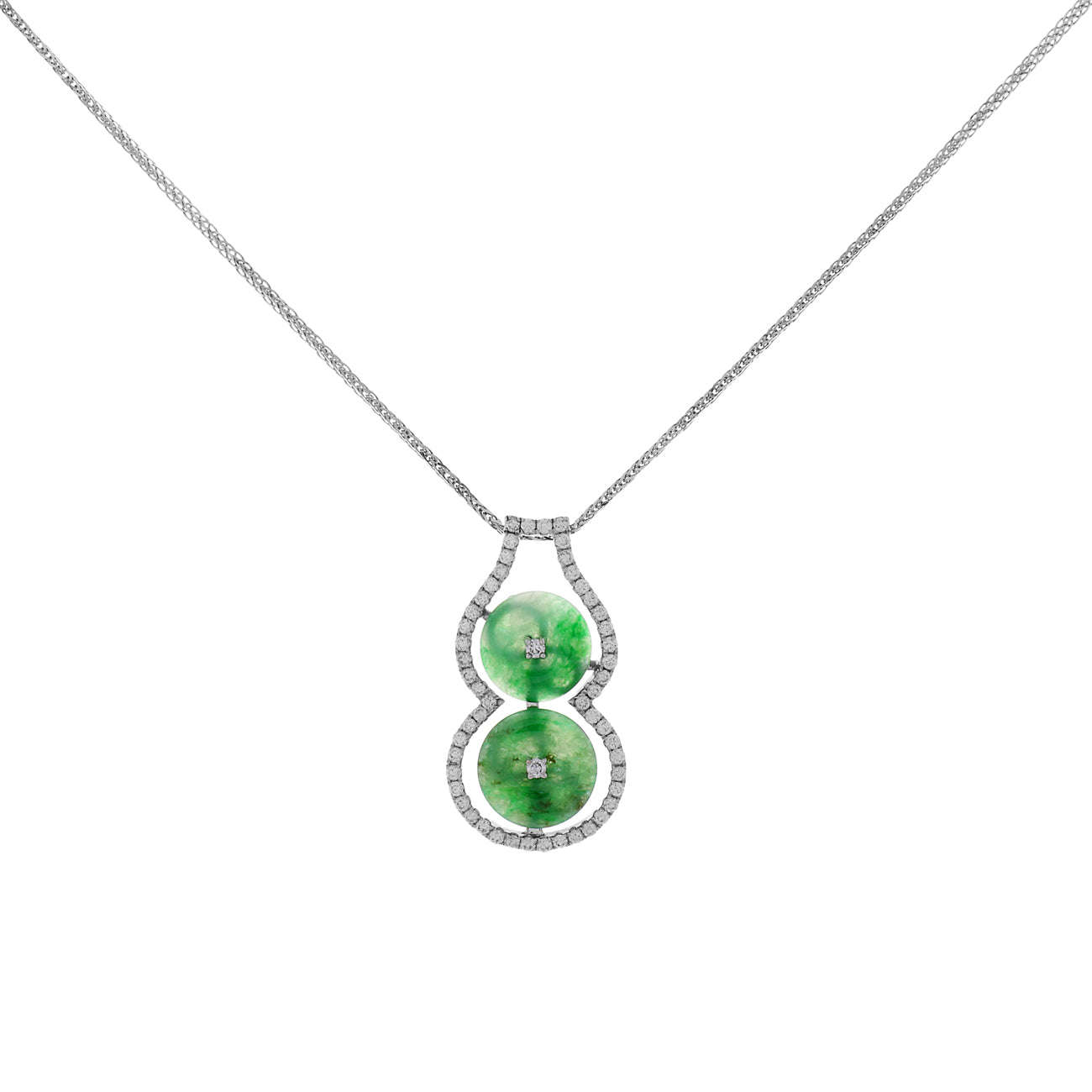 Exclusive 14K White Gold Jadeite Diamond Pendant — Front View