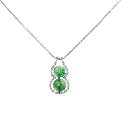 Exclusive 14K White Gold Jadeite Diamond Pendant — Front View