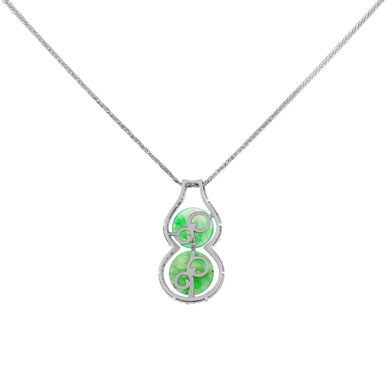 Exclusive 14K White Gold Jadeite Diamond Pendant — Side View
