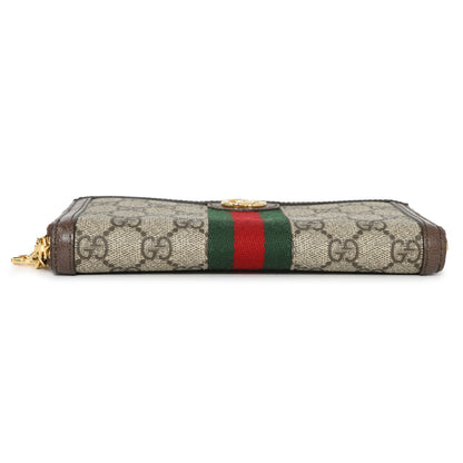 Exclusive Gucci GG Supreme Monogram Web Ophidia Zip Around Wallet — Back View