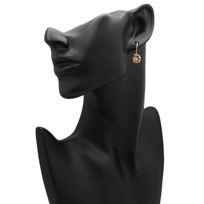 Exclusive 18K Rose Gold Diamond Drop Earrings — Back View