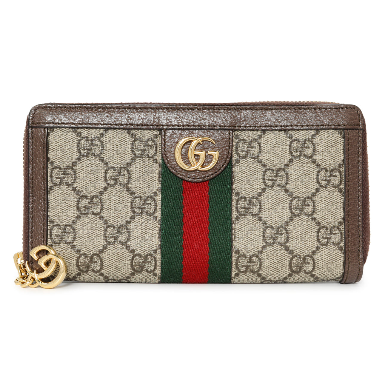 Exclusive Gucci GG Supreme Monogram Web Ophidia Zip Around Wallet — Front View