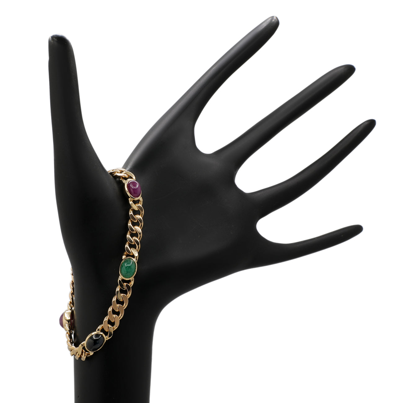 Exclusive 14K Yellow Gold Ruby Sapphire Emerald Bracelet — Back View