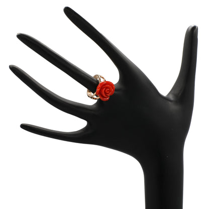 Exclusive 18K Rose Gold Coral Rose Blossom Ring — 4 — Top View