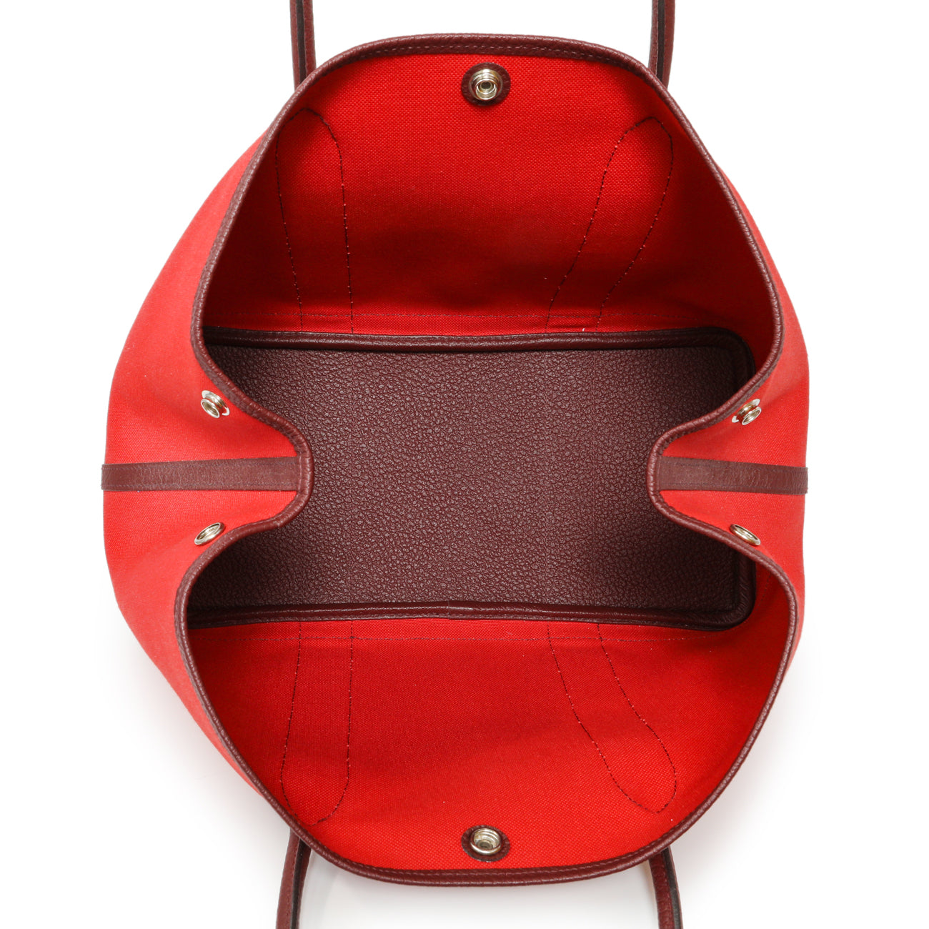 Exclusive Hermes Red Burgundy Toile Negonda Garden Party 36 — Top View