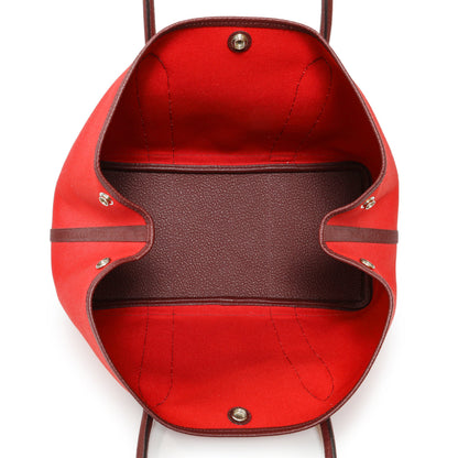 Exclusive Hermes Red Burgundy Toile Negonda Garden Party 36 — Top View