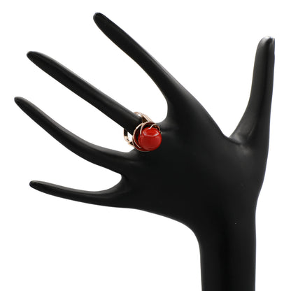 Exclusive 14K Rose Gold Coral Ring — 4.5 — Top View