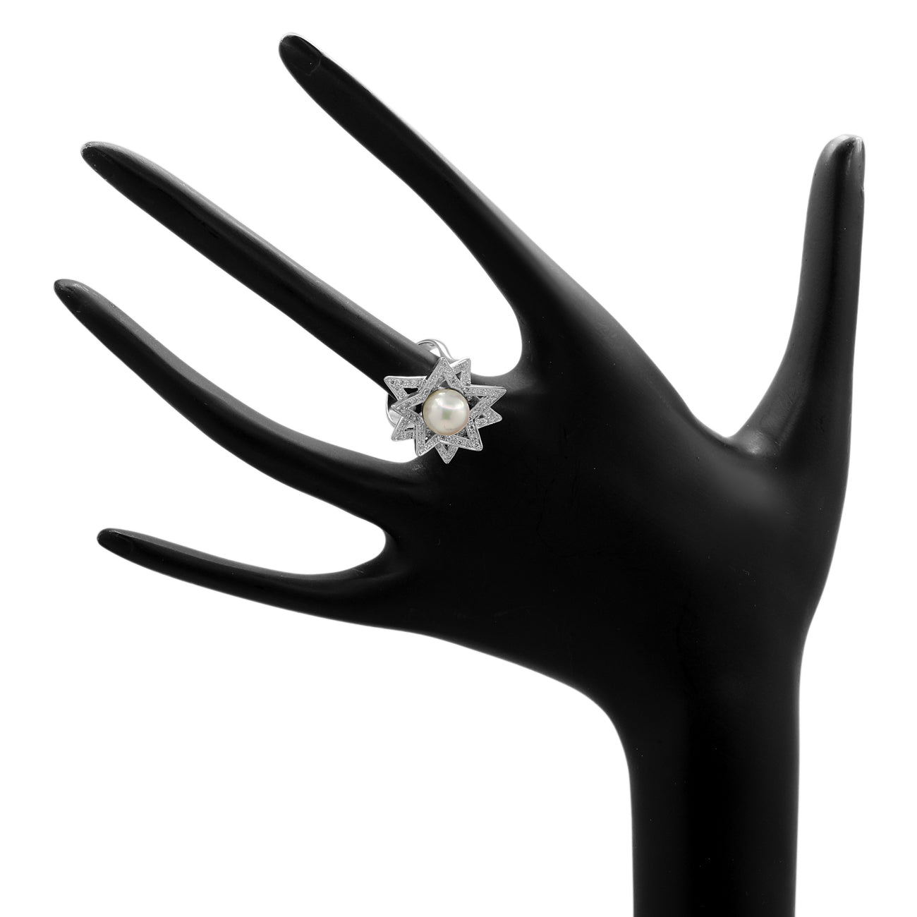 Exclusive 18K White Gold Akoya Pearl Ring — 4 — Back View
