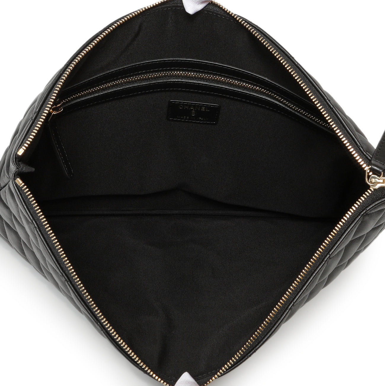 Exclusive Chanel Black Quilted Lambskin Large Cosmetic Case — Top View