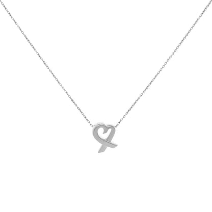 Exclusive Tiffany & Co. Sterling Silver Small Loving Heart Pendant Necklace — Front View
